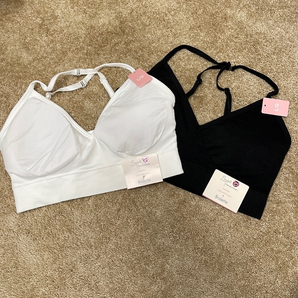 NWT Secret Treasures Black and White Bralettes